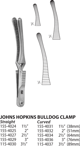 Johns Hopkins Bulldog Clamp, Curved, 1 1/2" (3.8 Cm)